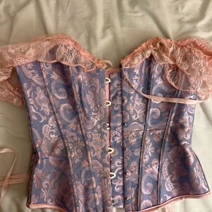 SHEIN Pink and Blue Lace Corset